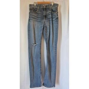 BKE Jeans Mens Size 33x36 Light Blue Tyler Straight Distressed Ripped Faded
